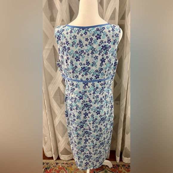 Ann Taylor Flower Print Dress Blues - Picture 3 of 4